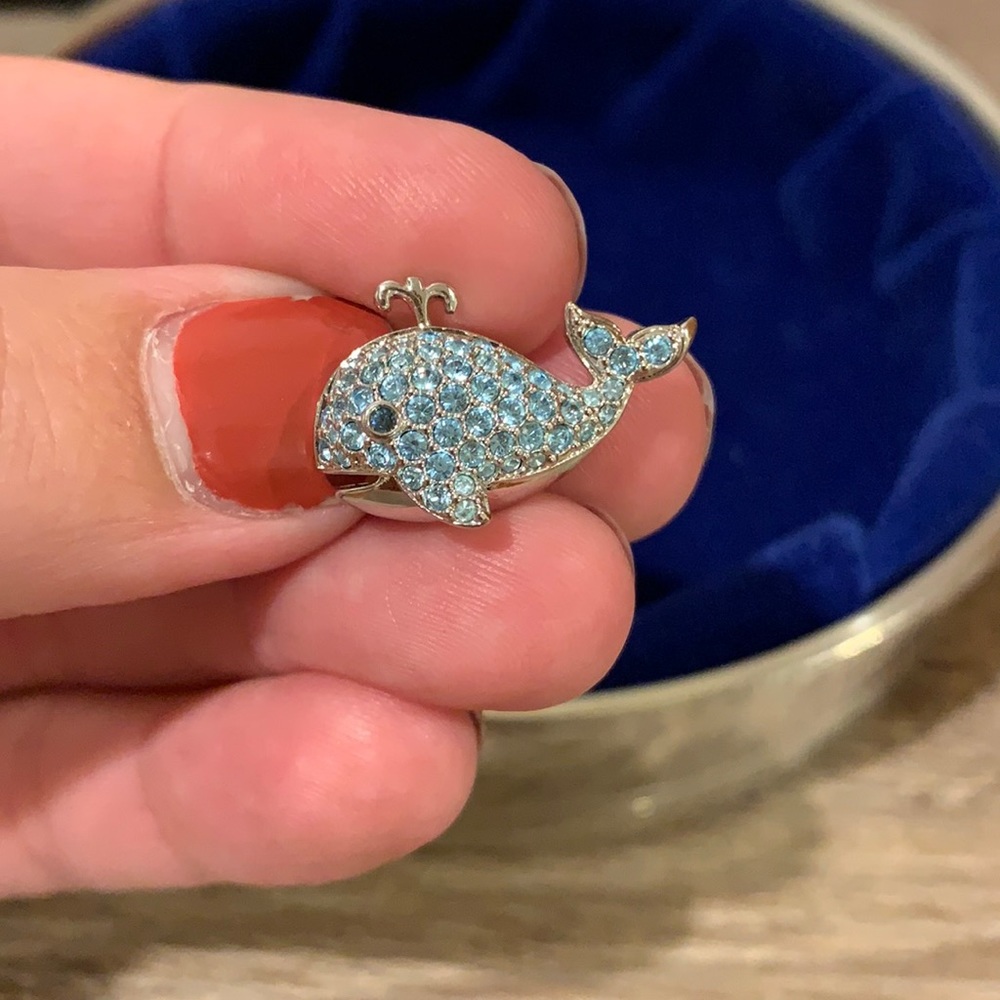 Swarovski Jeweled Whale Pin
